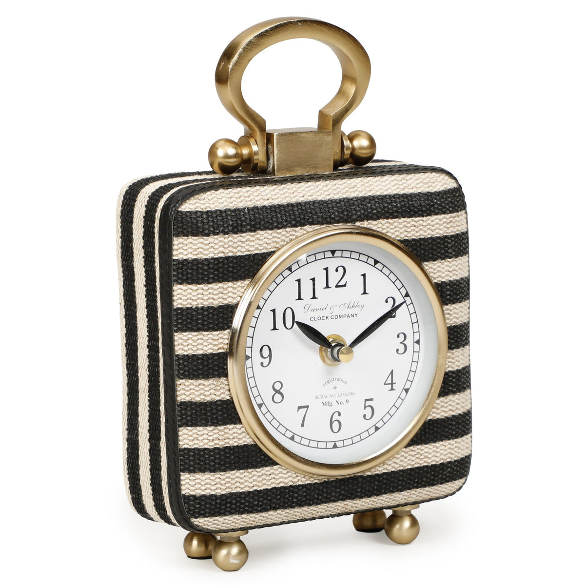 TOV Furniture Mona Black Striped Standing Accent Clock in black and cream striped cotton jute, primary product view