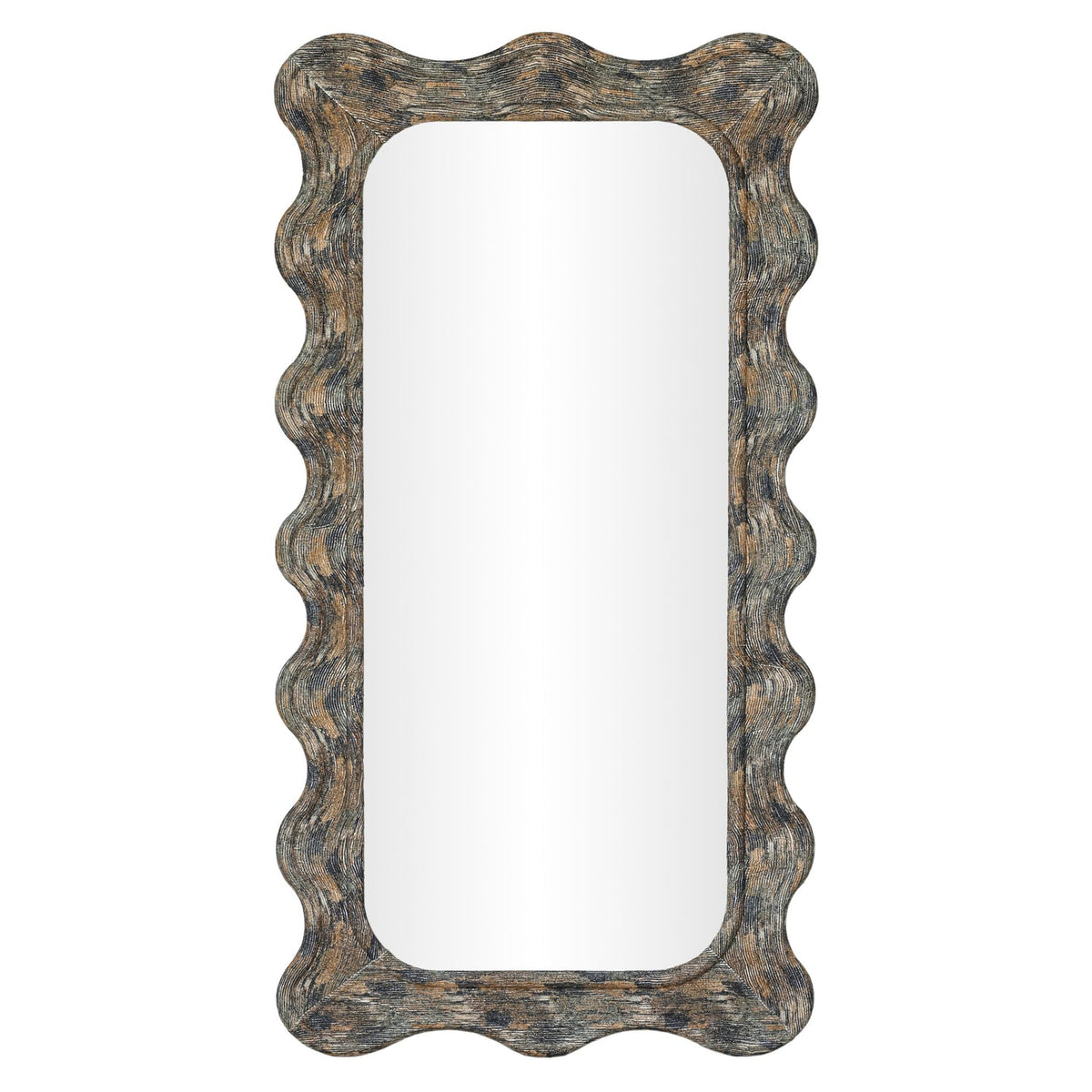 TOV Furniture Charlene Watercolor Squiggle Wall Mirror in watercolor-print mango wood, primary product view