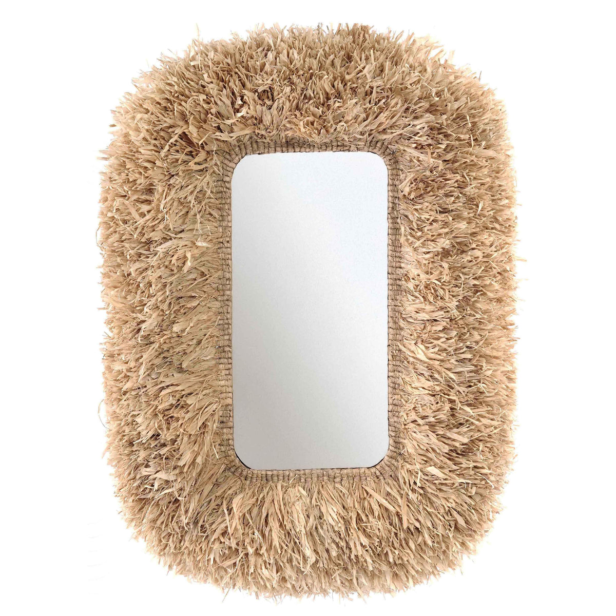 TOV Furniture Palm 29.6"x43.4" Natural Sisal Rectangular Wall Mirror in natural sisal, primary product view