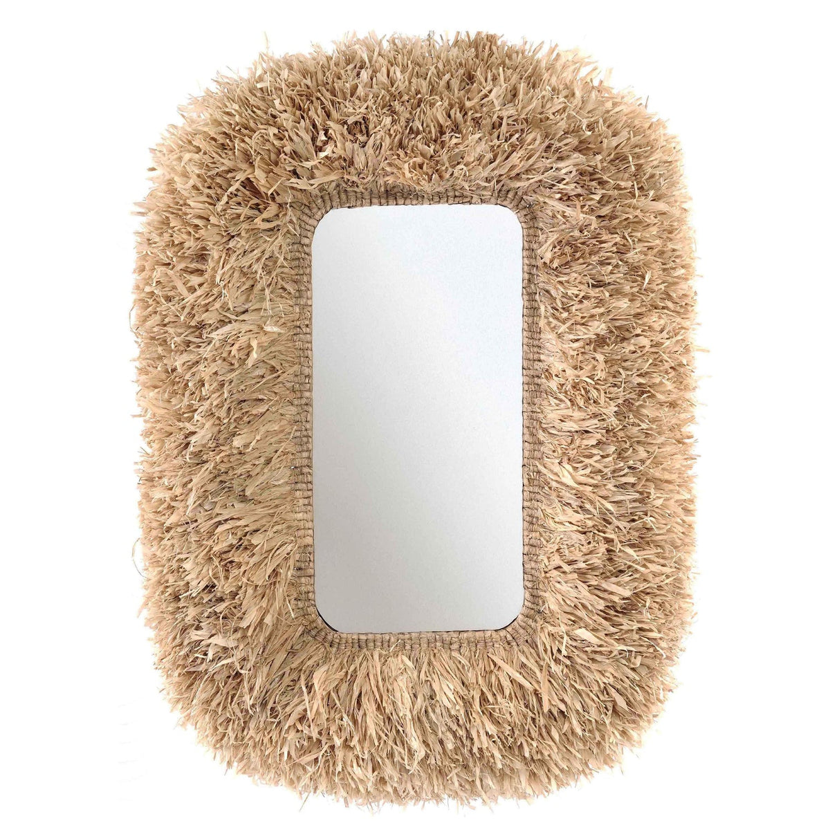 TOV Furniture Palm 29.6"x43.4" Natural Sisal Rectangular Wall Mirror in natural sisal, primary product view