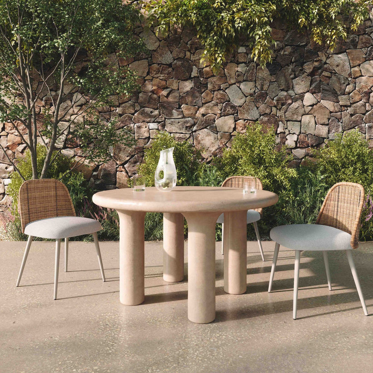 TOV Furniture Barbara Cream Textured Indoor/Outdoor Round Dining Table