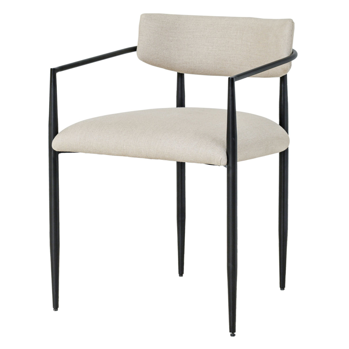 TOV Furniture Forte Cream Linen Forged Iron Dining Chair in natural linen over a forged iron frame, primary product view