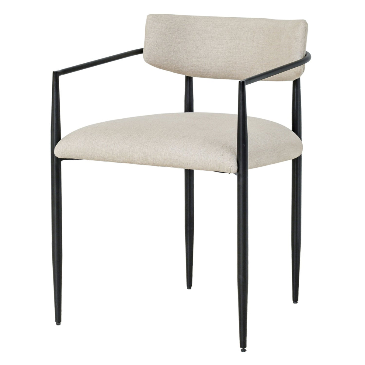 TOV Furniture Forte Cream Linen Forged Iron Dining Chair in natural linen over a forged iron frame, primary product view