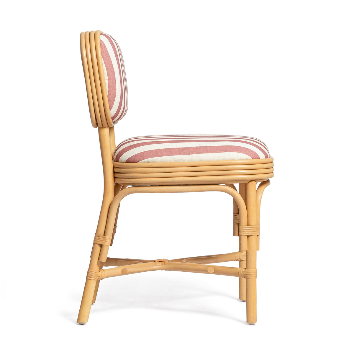 TOV Furniture Dorine Cherry Striped Performance Linen Rattan Dining Chair