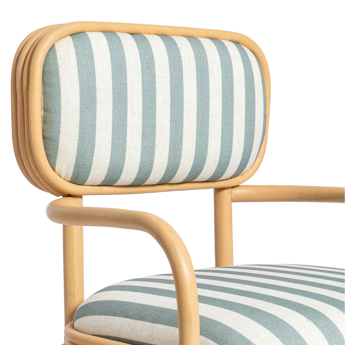 TOV Furniture Dorine Mint Striped Performance Linen Rattan Dining Armchair