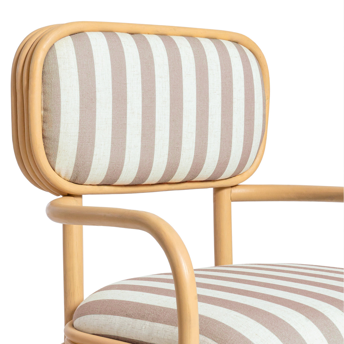 TOV Furniture Dorine Khaki Striped Performance Linen Rattan Dining Armchair