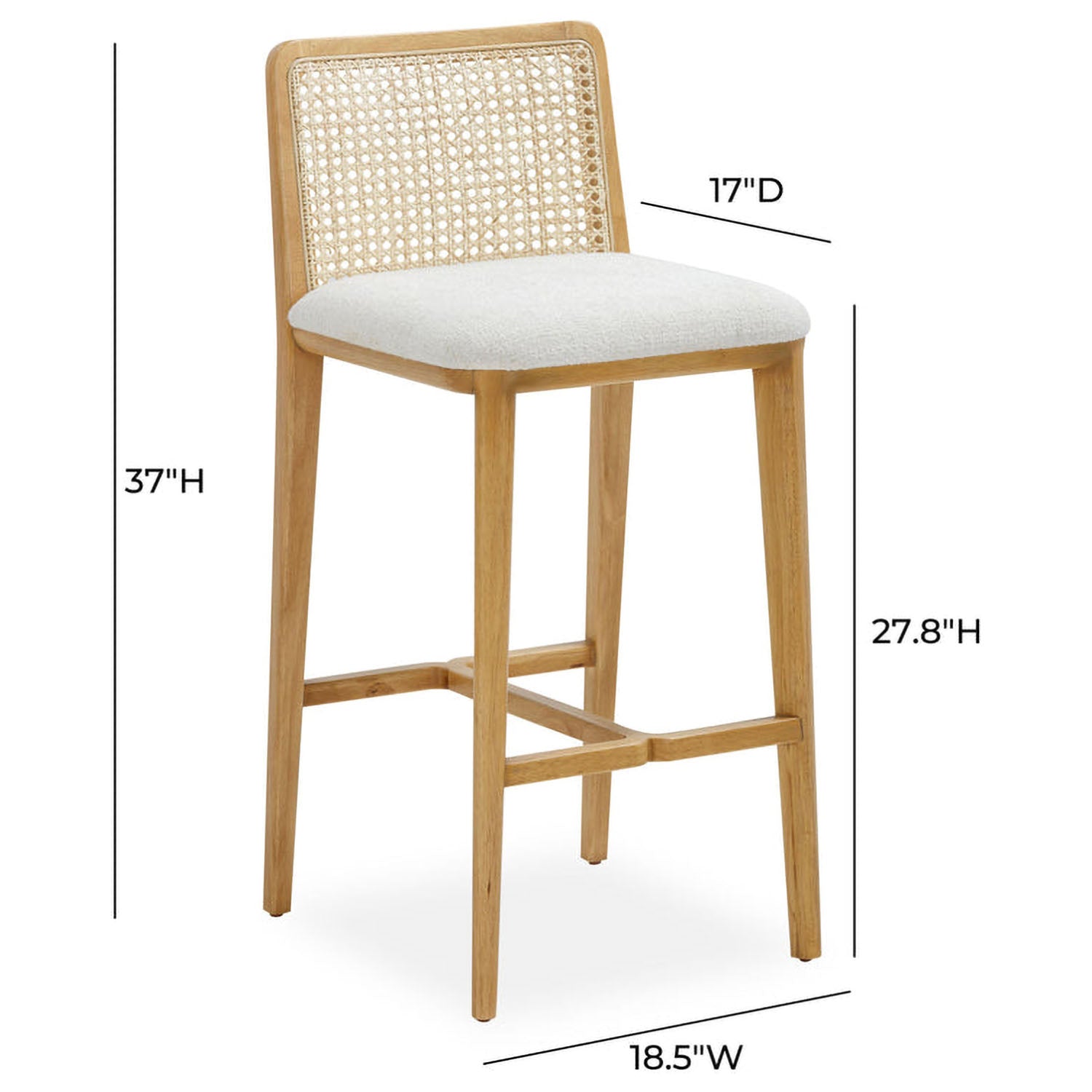 TOV Furniture Gerri Performance Tweed and Rattan Counter Stool