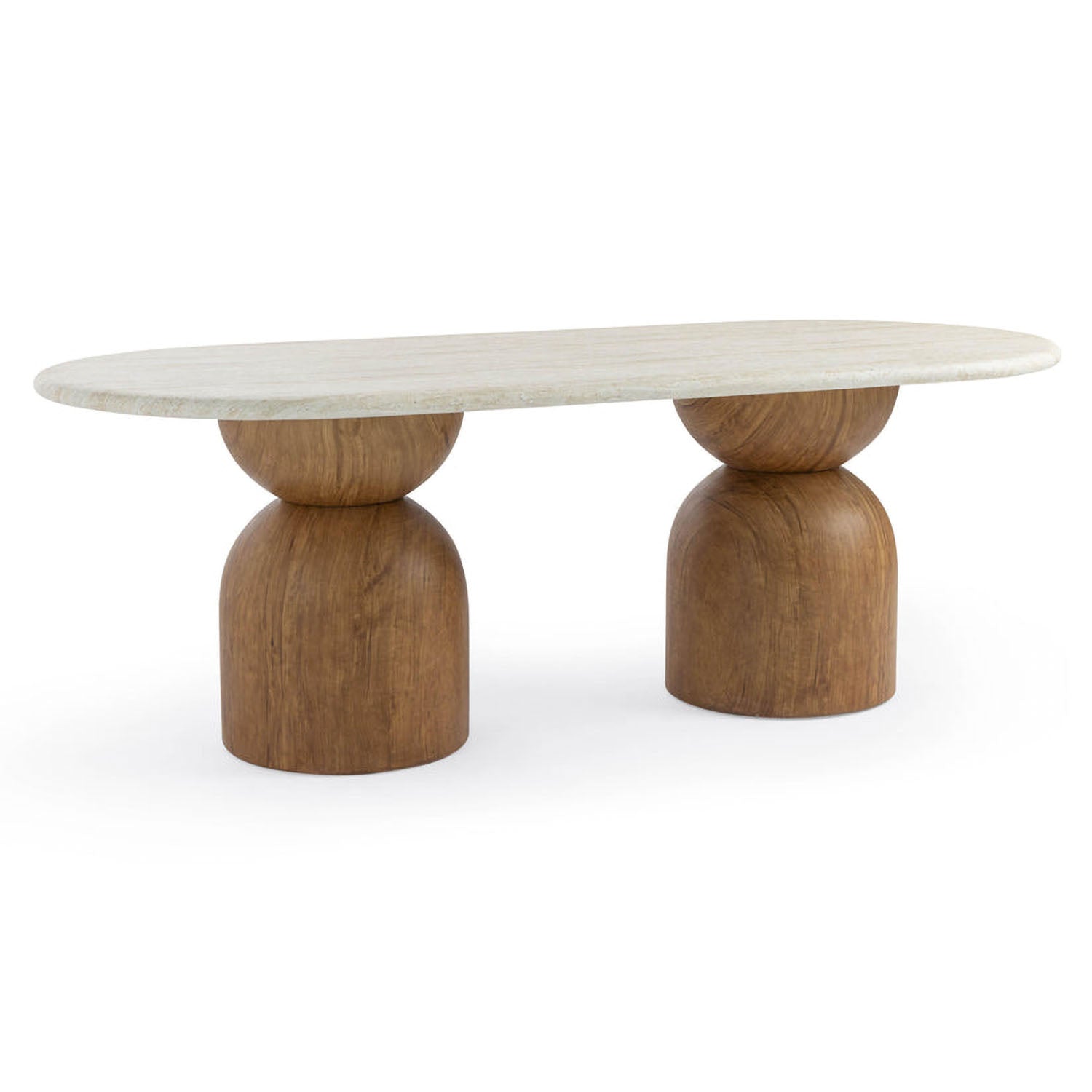 TOV Furniture Cynthia Travertine Concrete Indoor/Outdoor Oval Dining Table