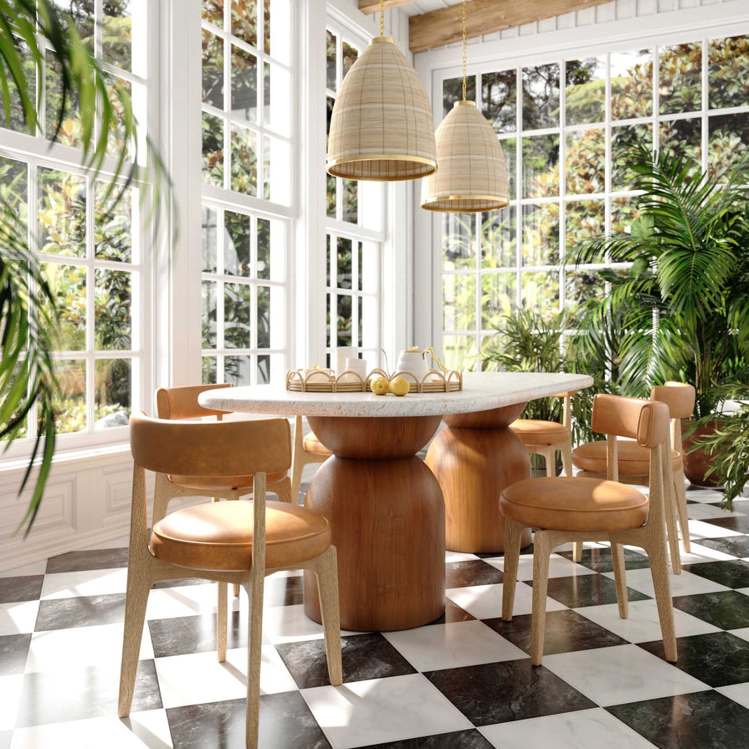 TOV Furniture Cynthia Travertine Concrete Indoor/Outdoor Oval Dining Table