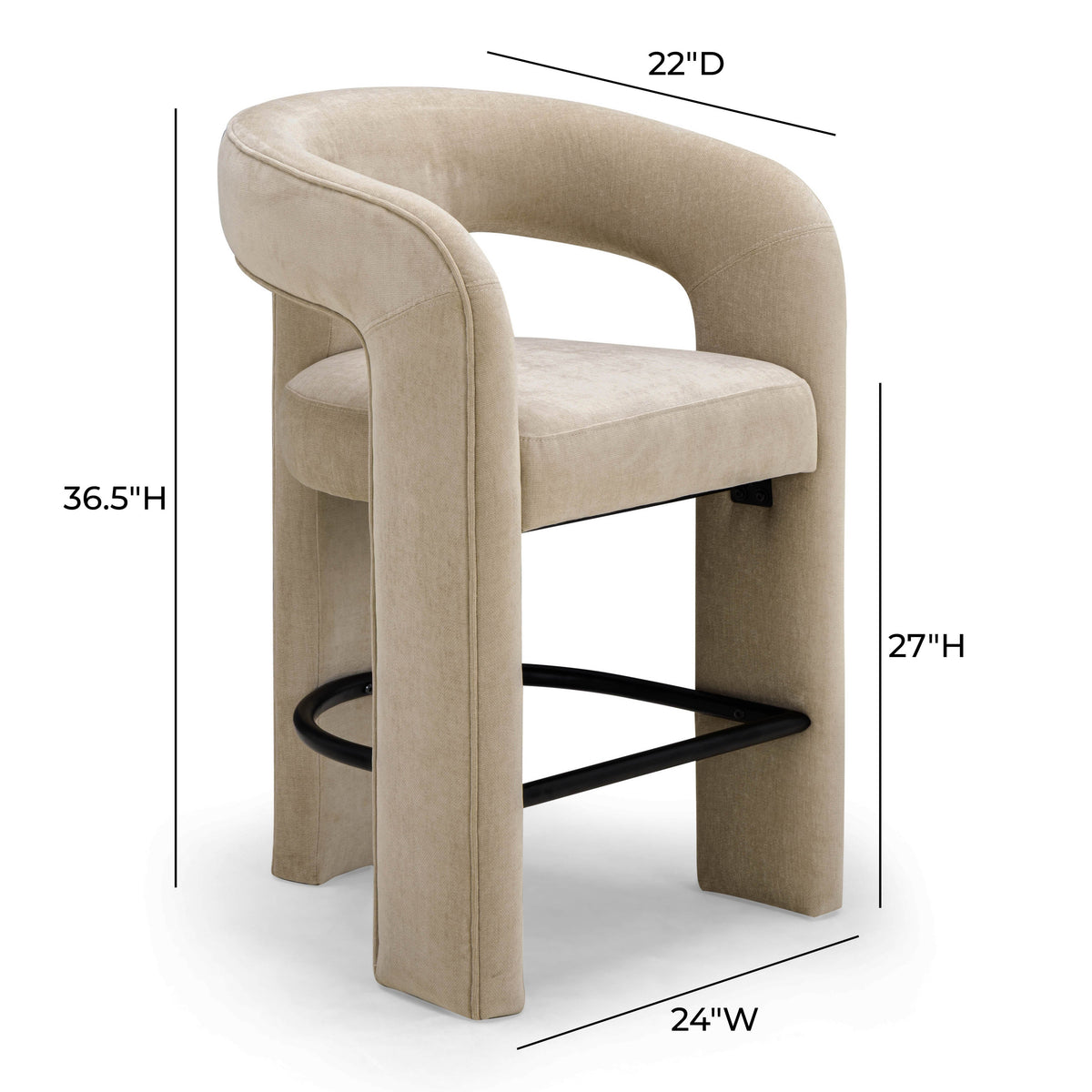 TOV Furniture Malone Taupe Performance Chenille Counter Stool