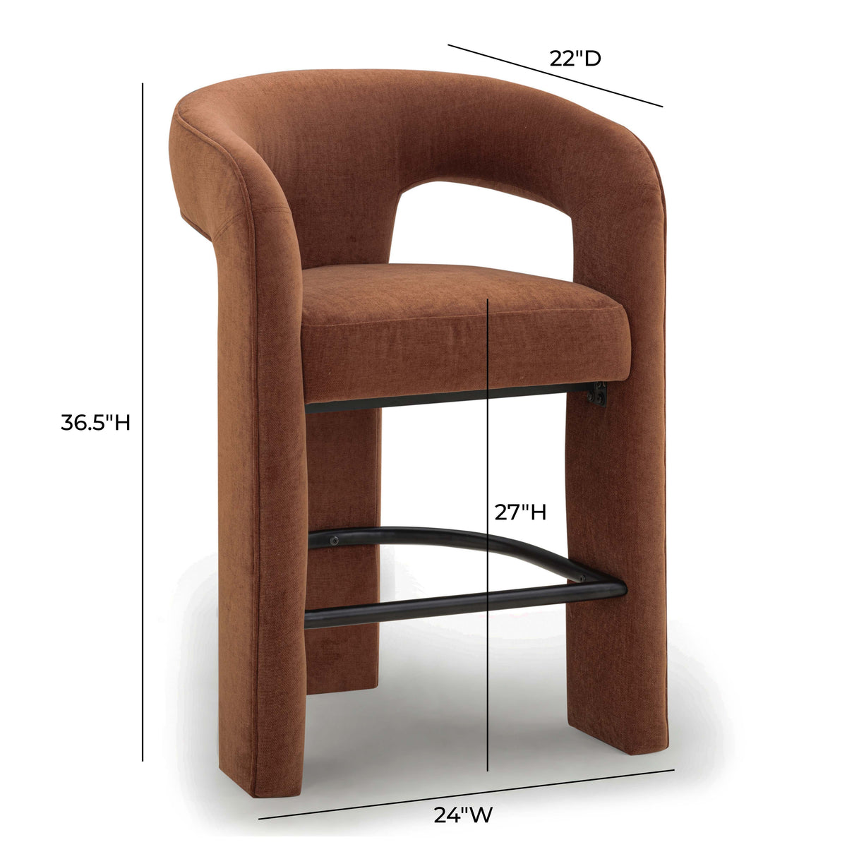 TOV Furniture Malone Rust Performance Chenille Counter Stool