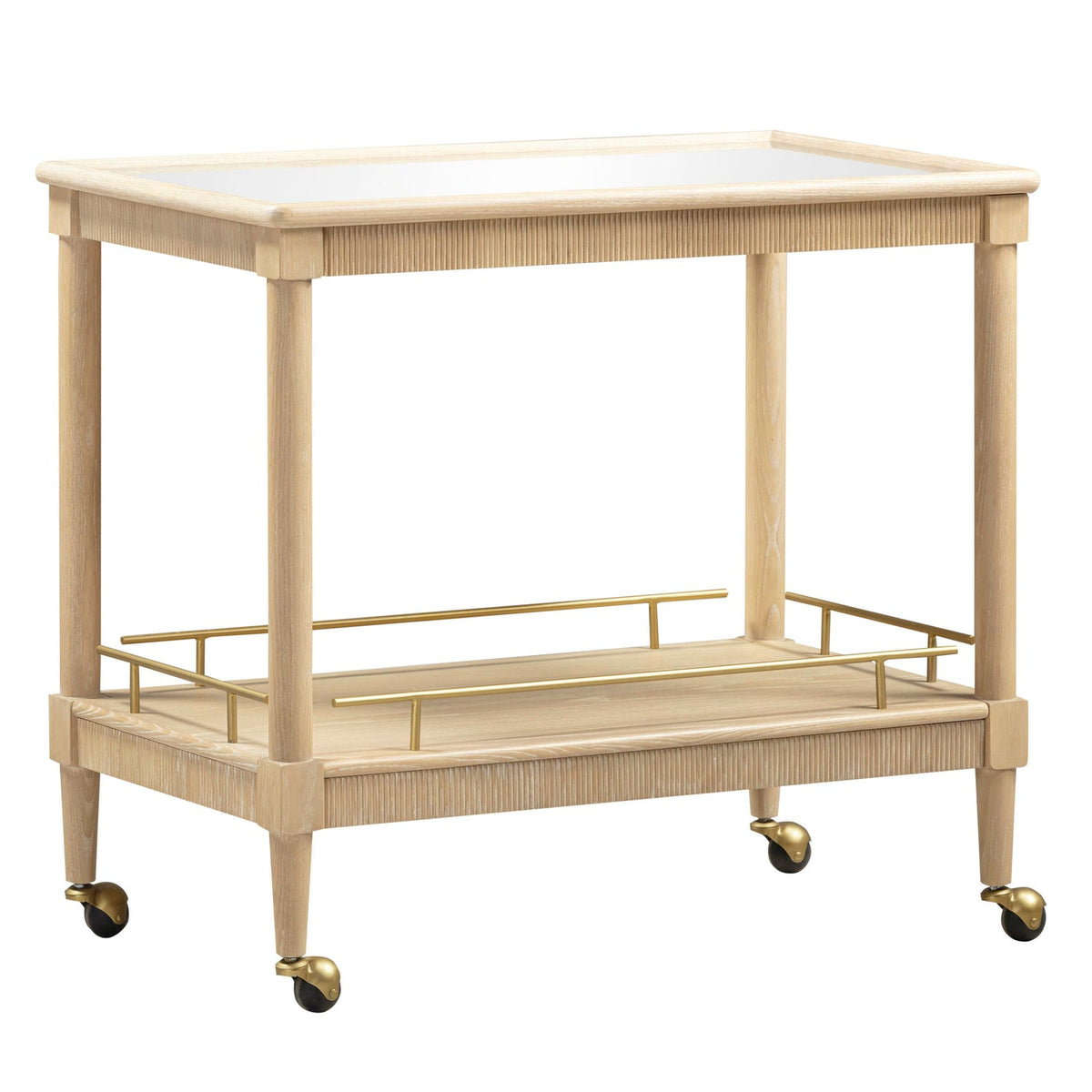 TOV Furniture Slosh 37" Natural Ash Bar Cart in solid natural ash and brass, primary product view
