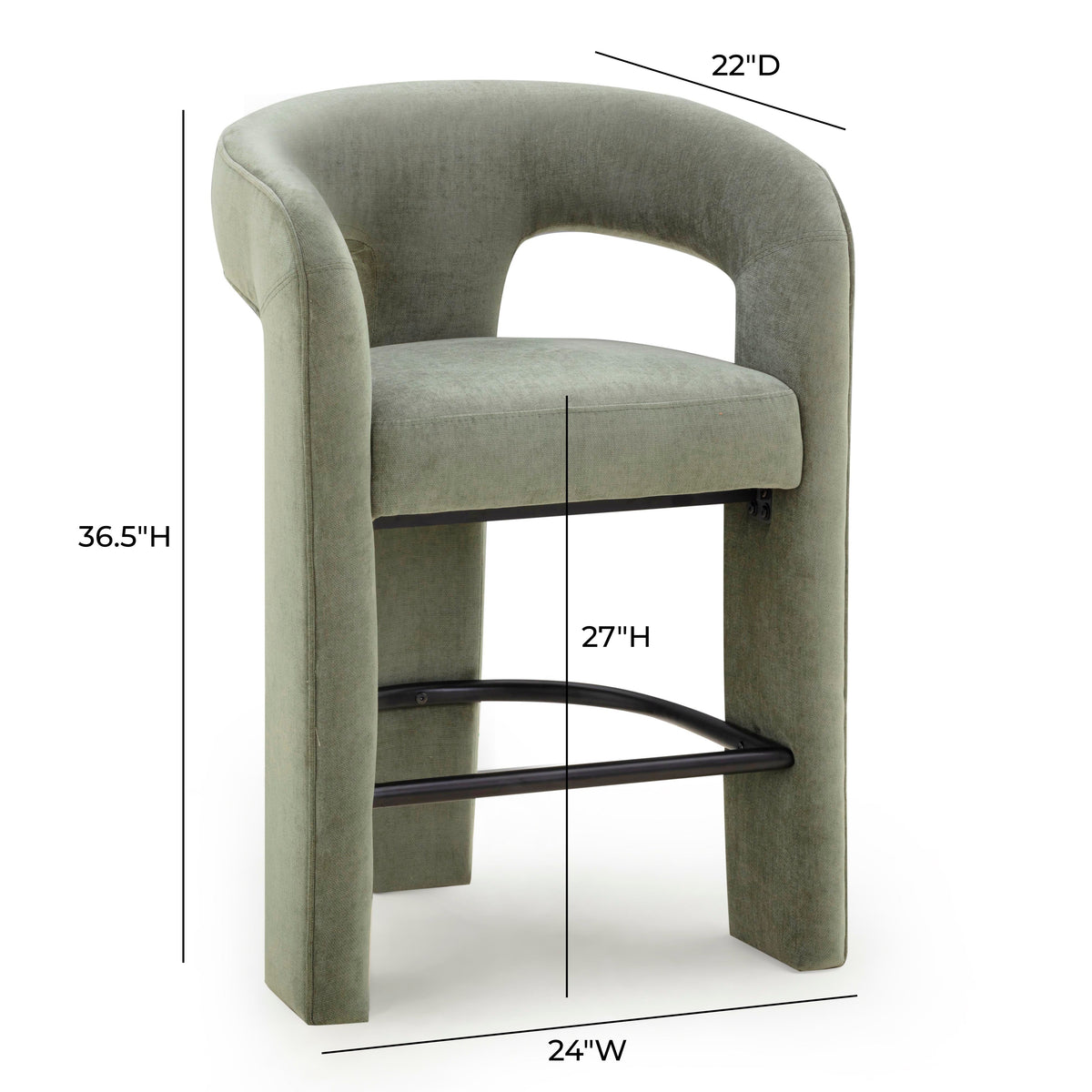 TOV Furniture Malone Green Performance Chenille Counter Stool