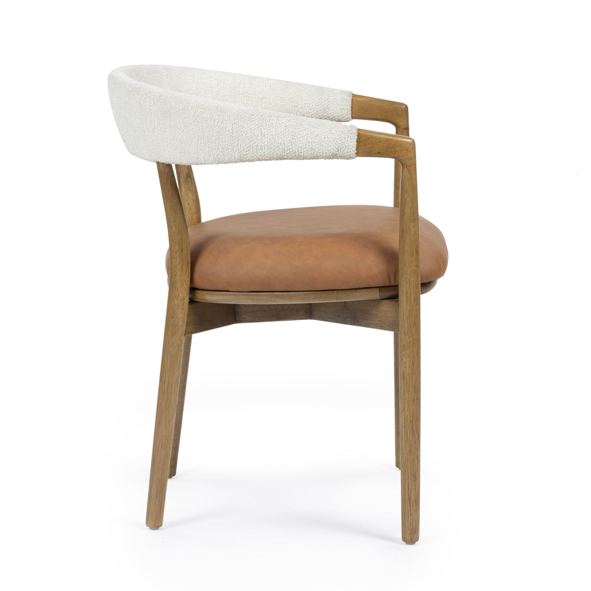TOV Furniture Vina Cognac Performance Vegan Leather/Cream Textured Weave Dining Chair