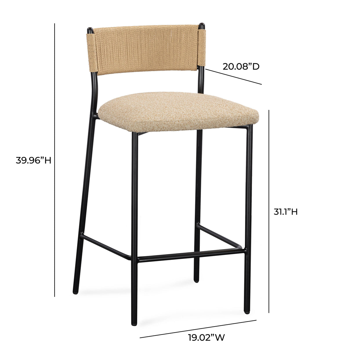 TOV Furniture Celine Tan Boucle Bar Stool