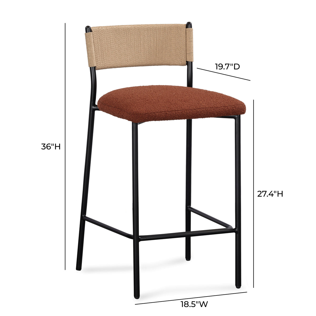 TOV Furniture Celine Maroon Boucle Counter Stool