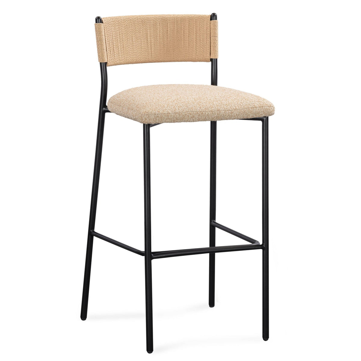 TOV Furniture Celine Tan Boucle Counter Stool in tan boucle with metal frame, primary product view