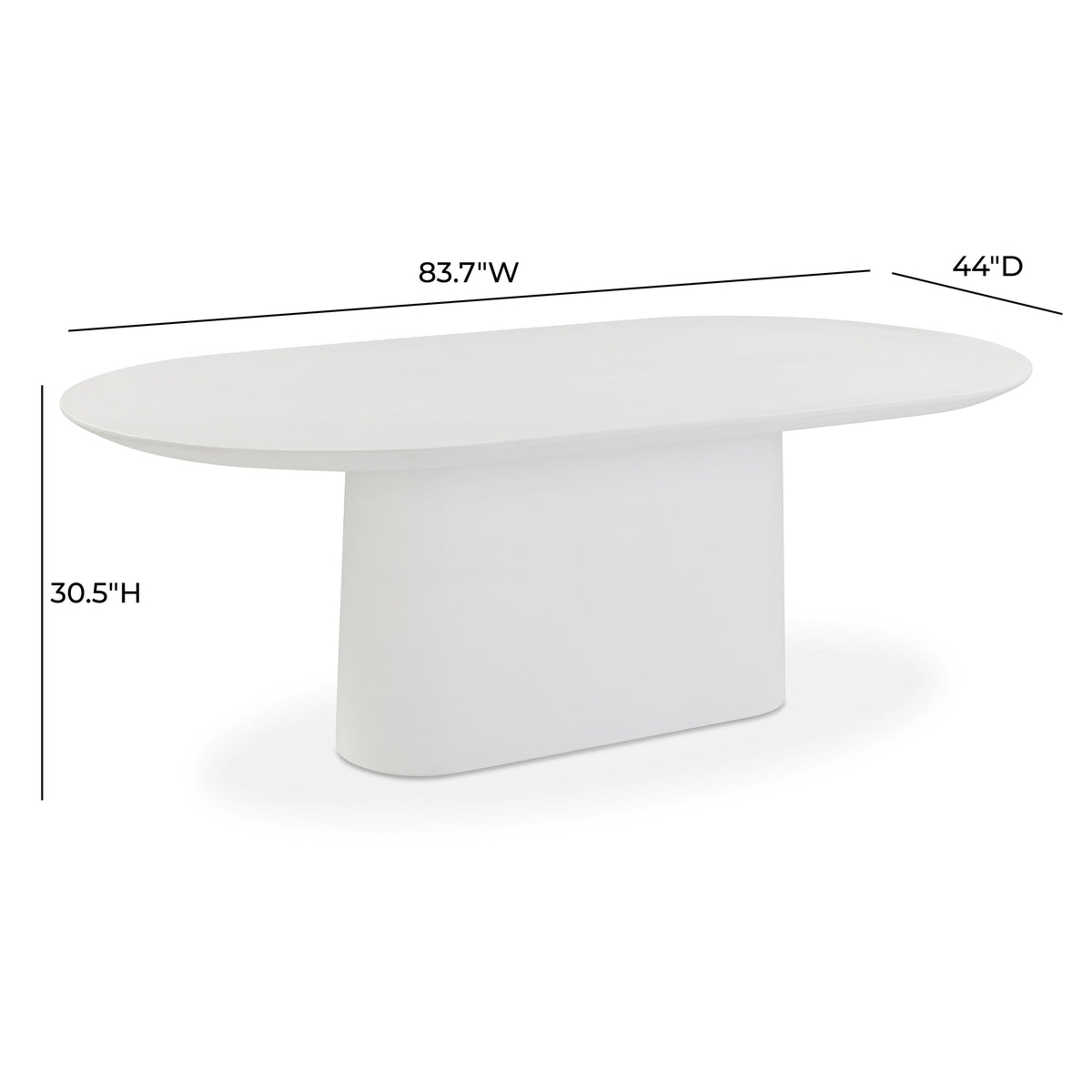 TOV Furniture Nara Pure White Concrete Indoor/Outdoor Dining Table