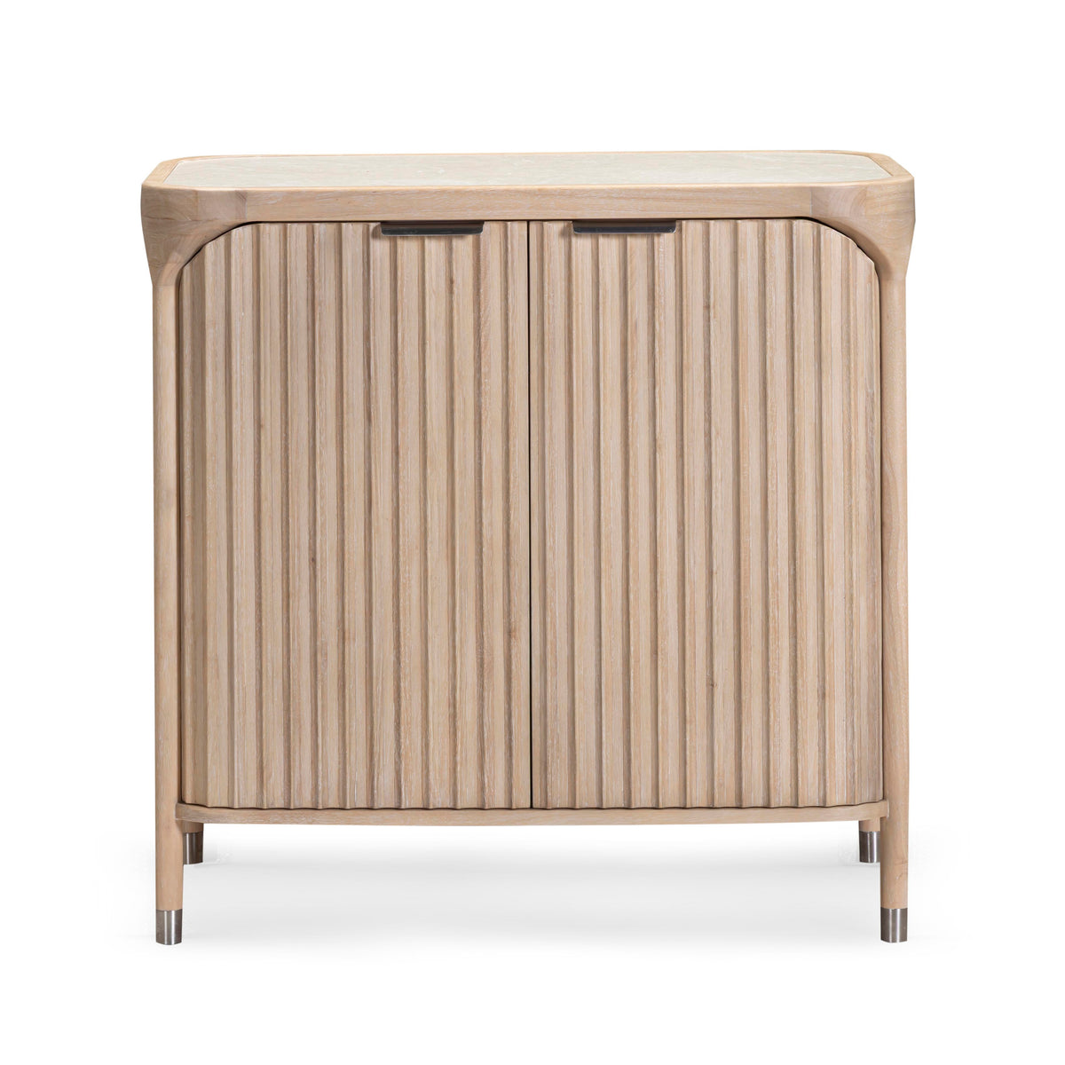 TOV Furniture Yaha Bar Cabinet in natural synthetic marble and rubberwood, primary product view