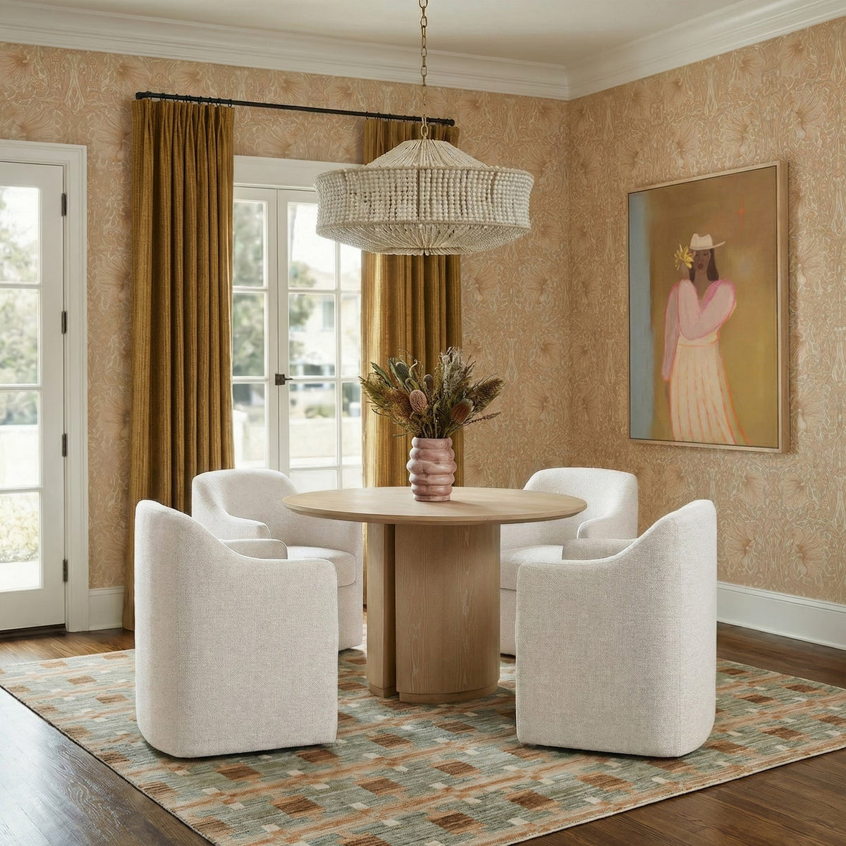 TOV Furniture Helena Tall Off White Textured Weave Performance Dining Chair