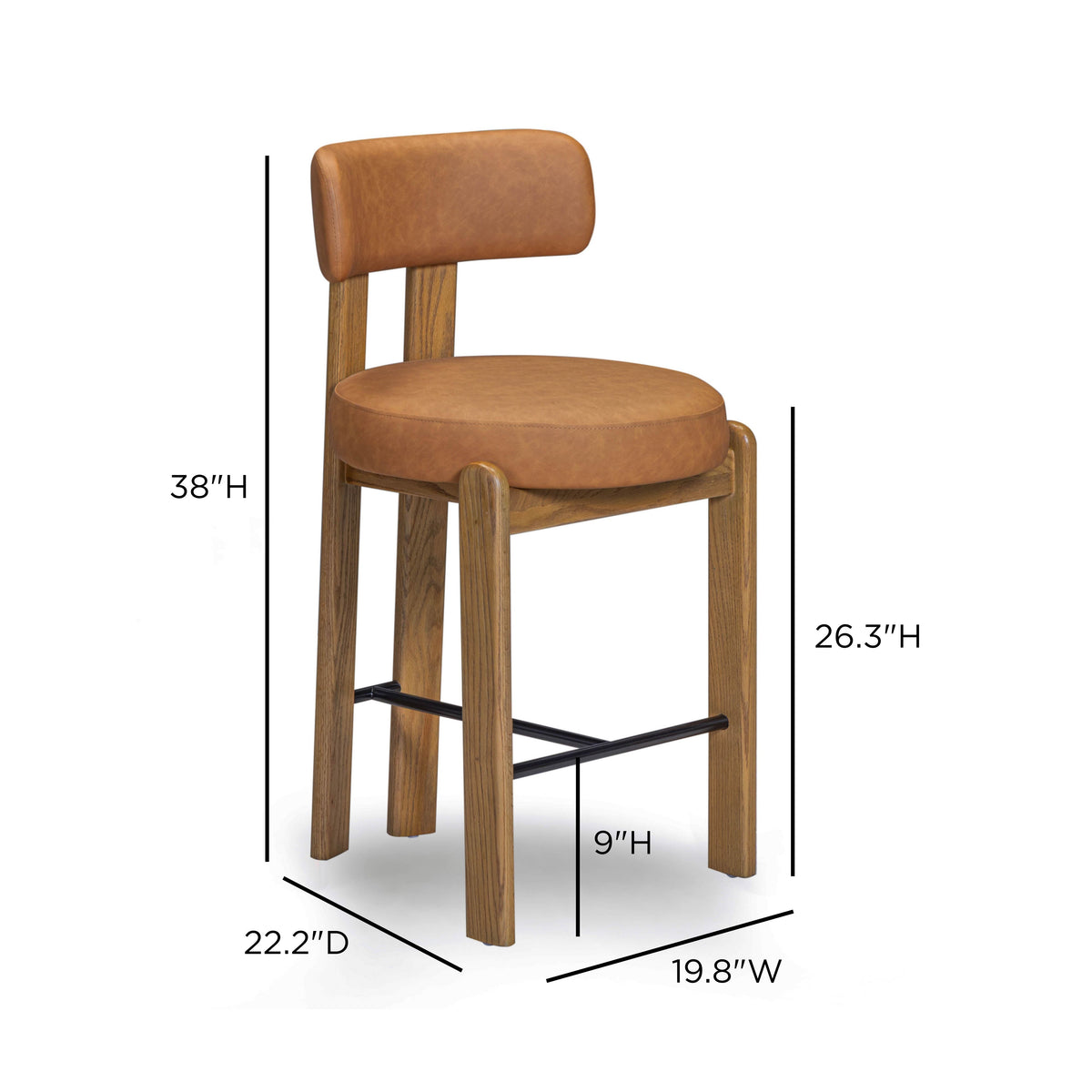 TOV Furniture Odessa Brown Performance Vegan Leather Counter Stool