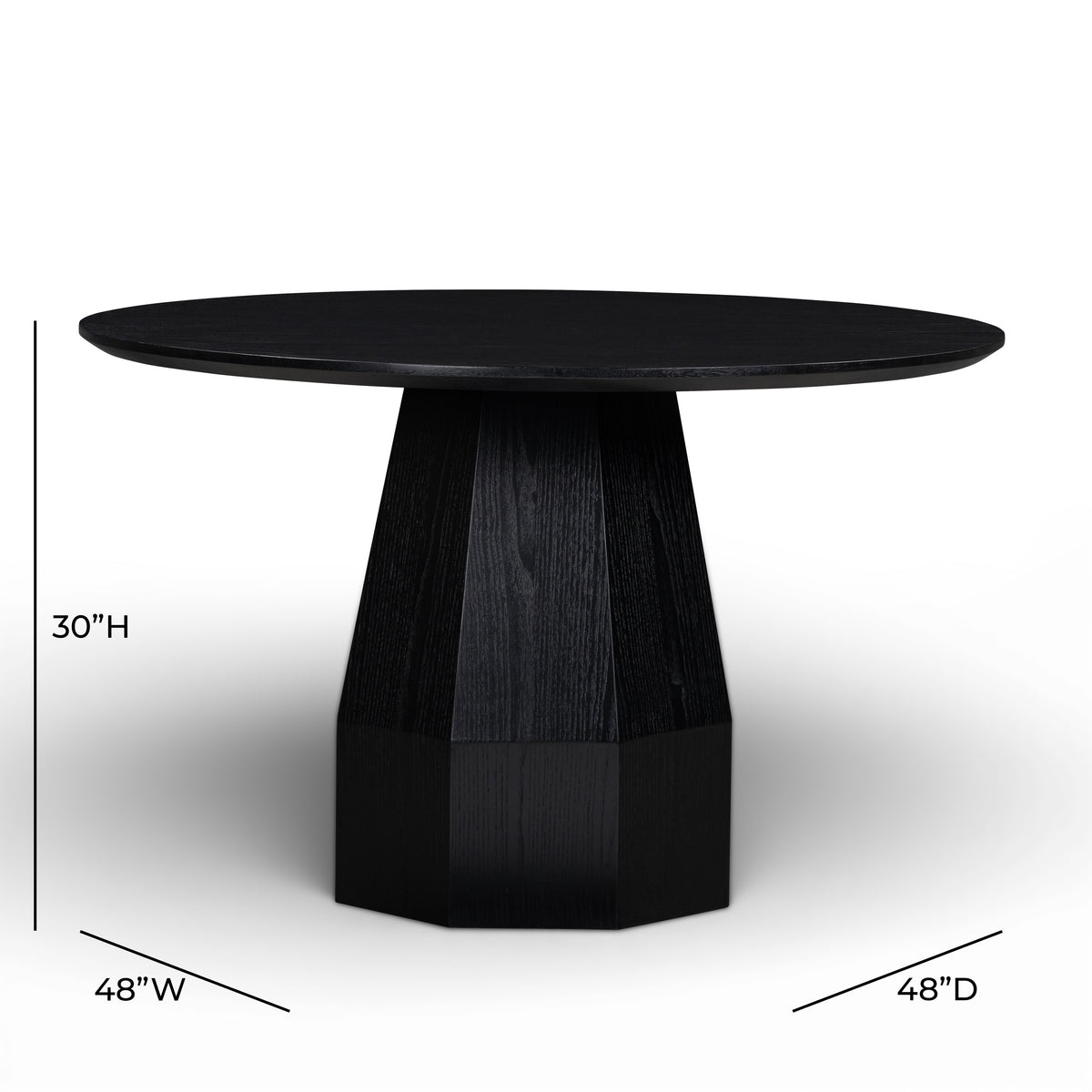 TOV Furniture Brocha Black Ash Wood Round 48in Dining Table