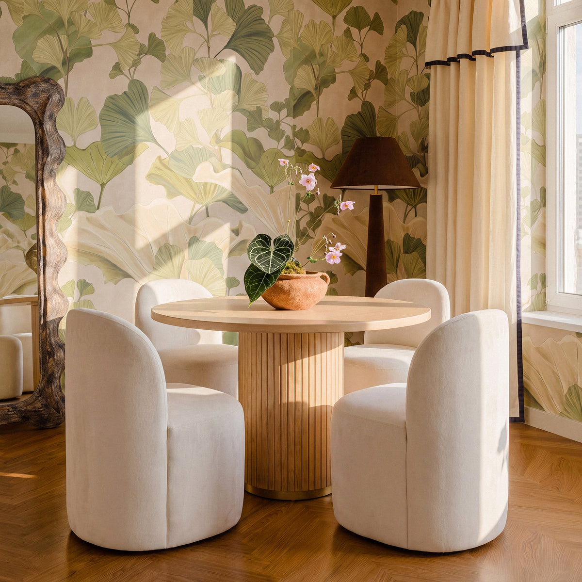 TOV Furniture Persa Cream Round Back Performance Chenille Dining Chair