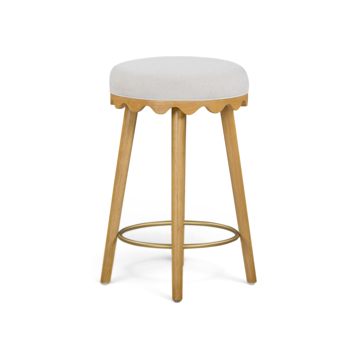 TOV Furniture Oodle Performance Vegan Mohair Bar and Counter Stool in cream faux mohair, primary product view