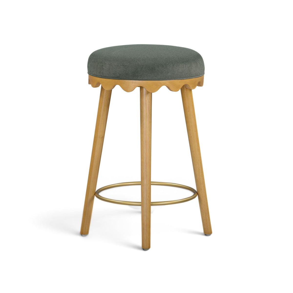 TOV Furniture Oodle Green Performance Vegan Mohair Counter Stool