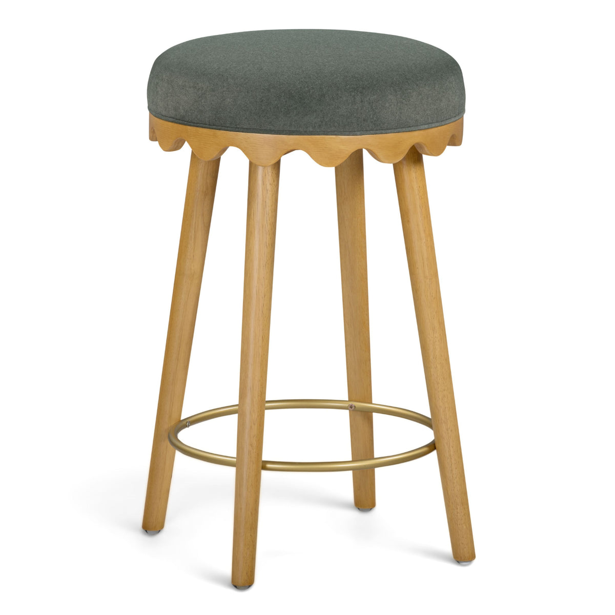 TOV Furniture Oodle Performance Vegan Mohair Bar and Counter Stool in green faux mohair, primary product view