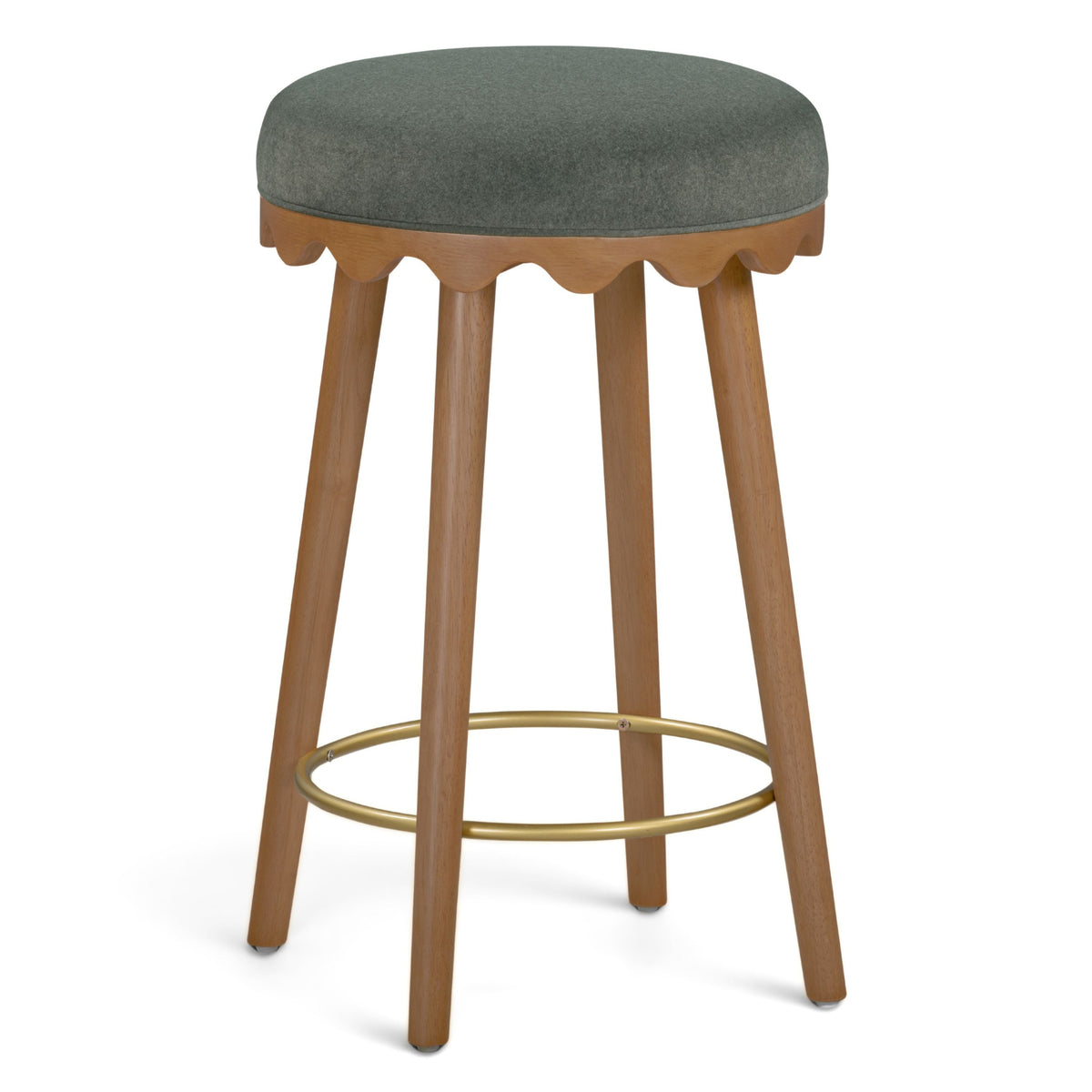 TOV Furniture Oodle Performance Vegan Mohair Bar and Counter Stool in green faux mohair, primary product view