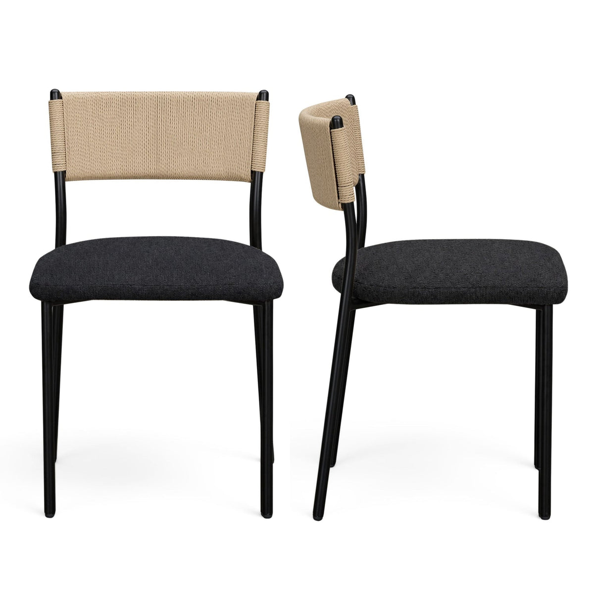 TOV Furniture Celine Black Performance Boucle Dining Chair Set of 2