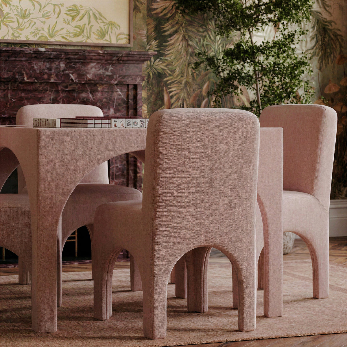 TOV Furniture Tomlin Light Pink Performance Chenille Dining Chair