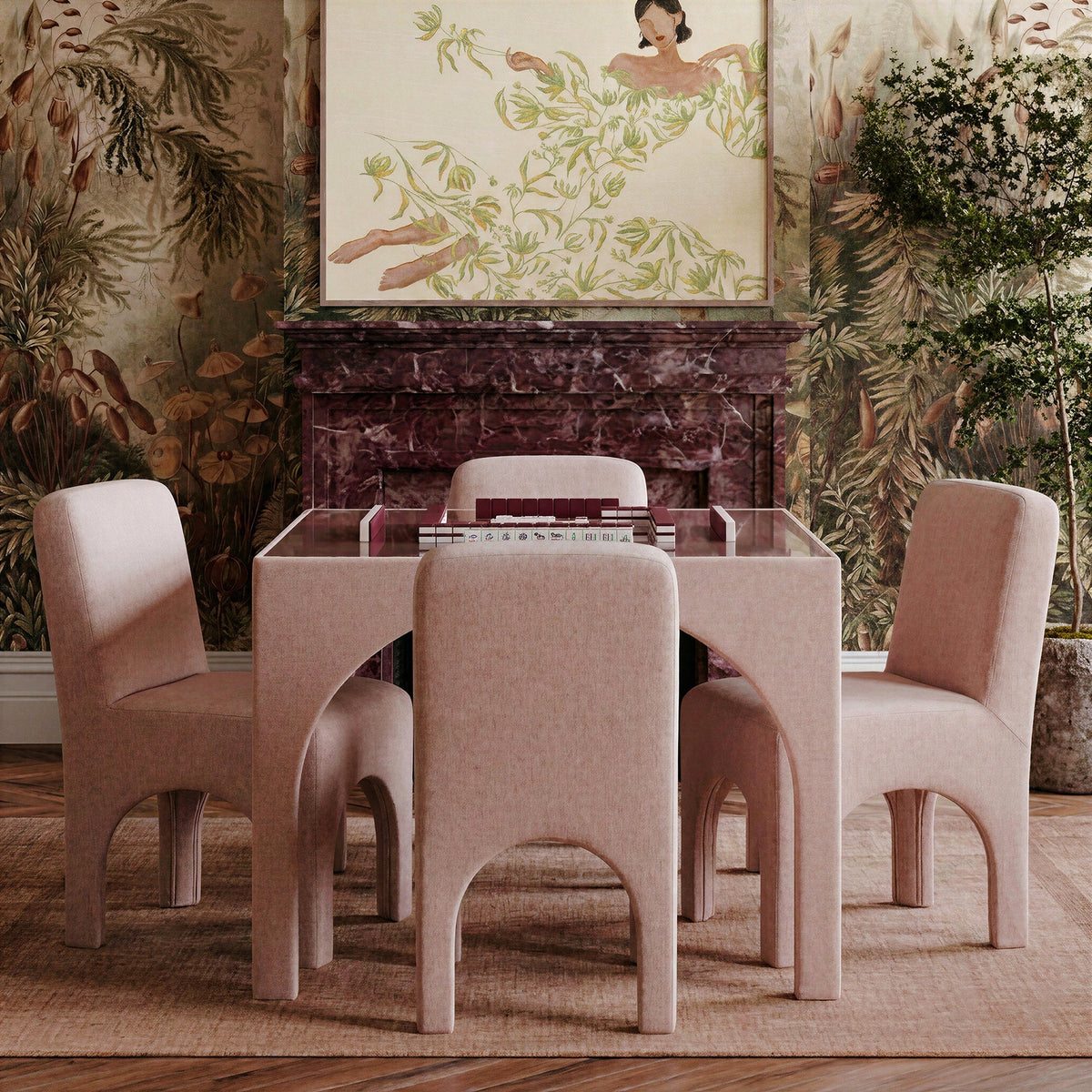 TOV Furniture Tomlin Light Pink Performance Chenille Dining Chair