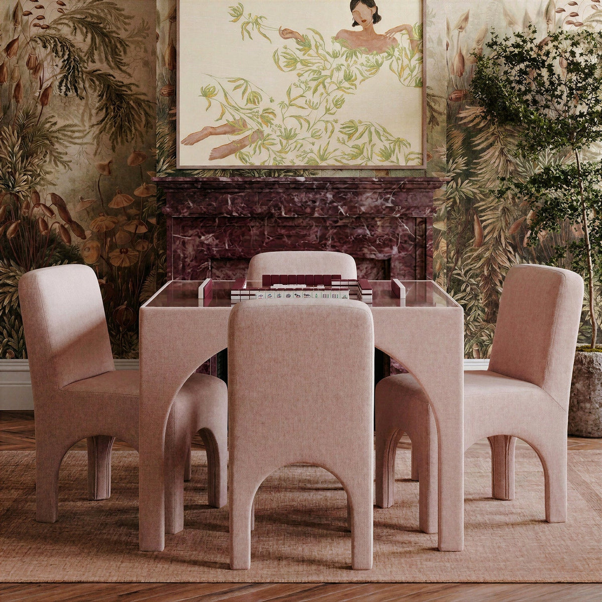 TOV Furniture Tomlin Light Pink Performance Chenille Dining Chair