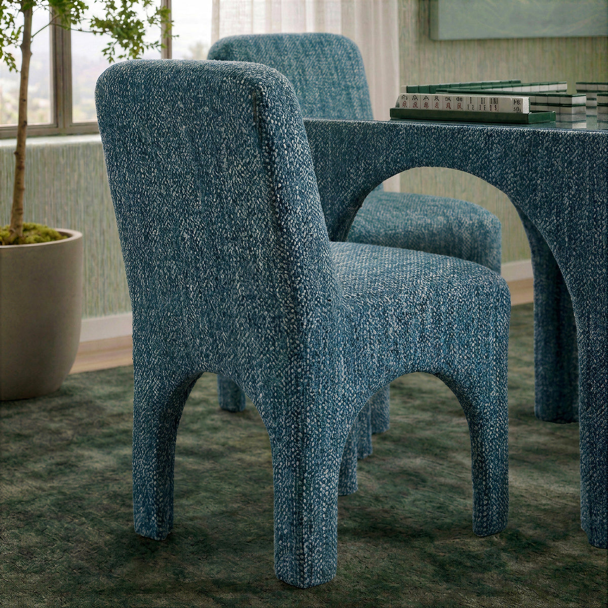 TOV Furniture Tomlin Teal Performance Chenille Dining Chair