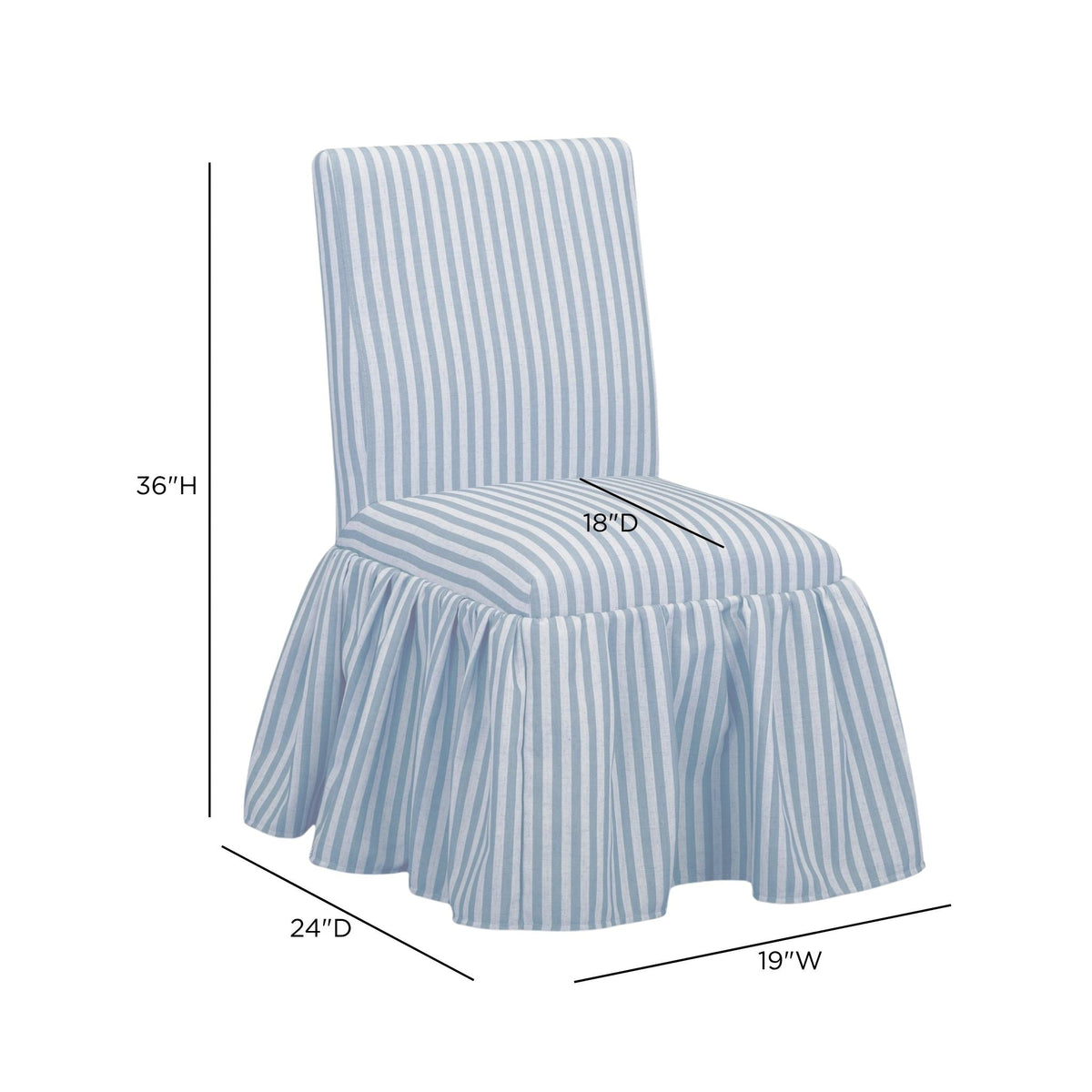 TOV Furniture Gertrude Blue Striped Performance Linen Skirted Dining Chair