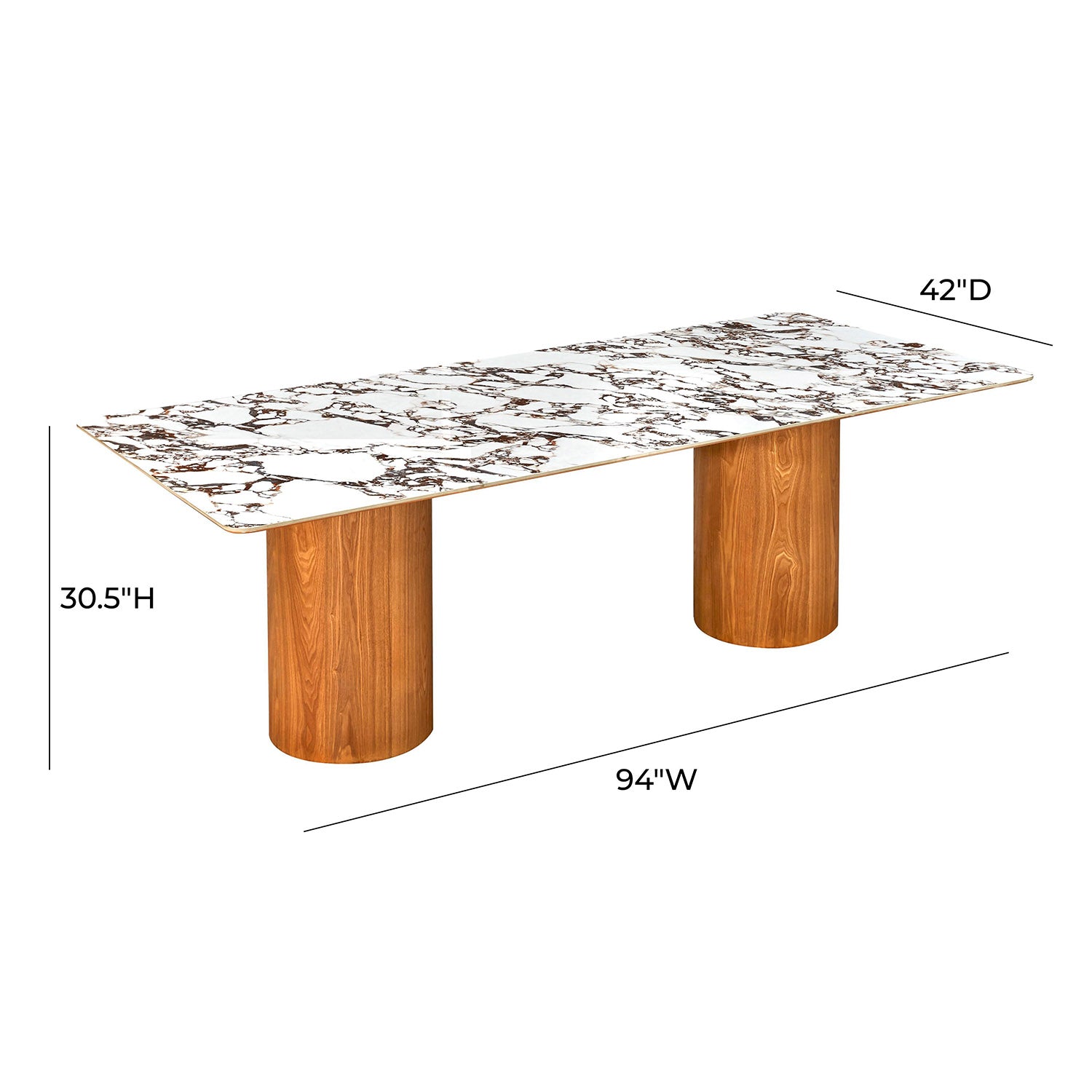 TOV Furniture Tamara Ceramic Rectangular Dining Table