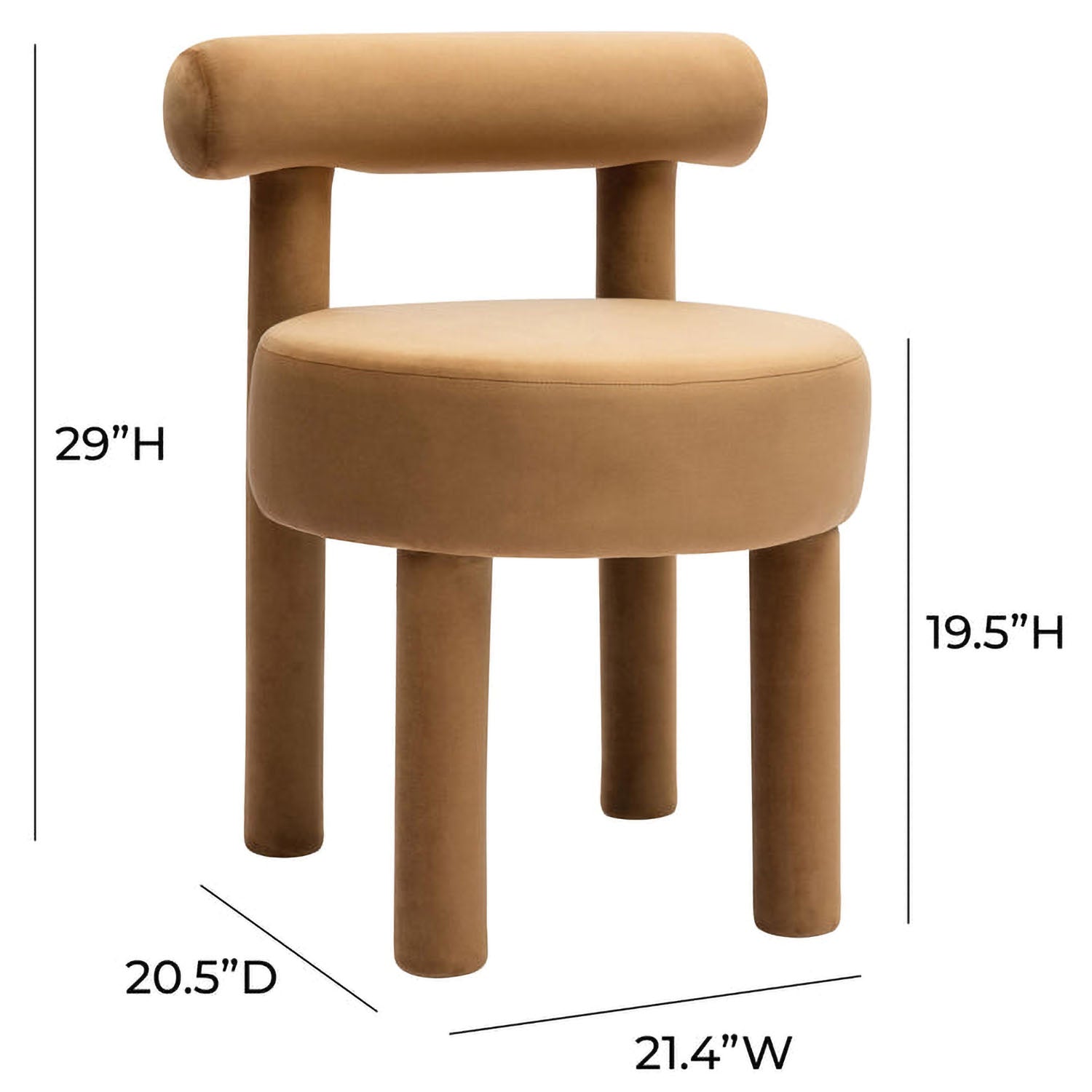 TOV Furniture Carmel Cognac Velvet Dining Chair