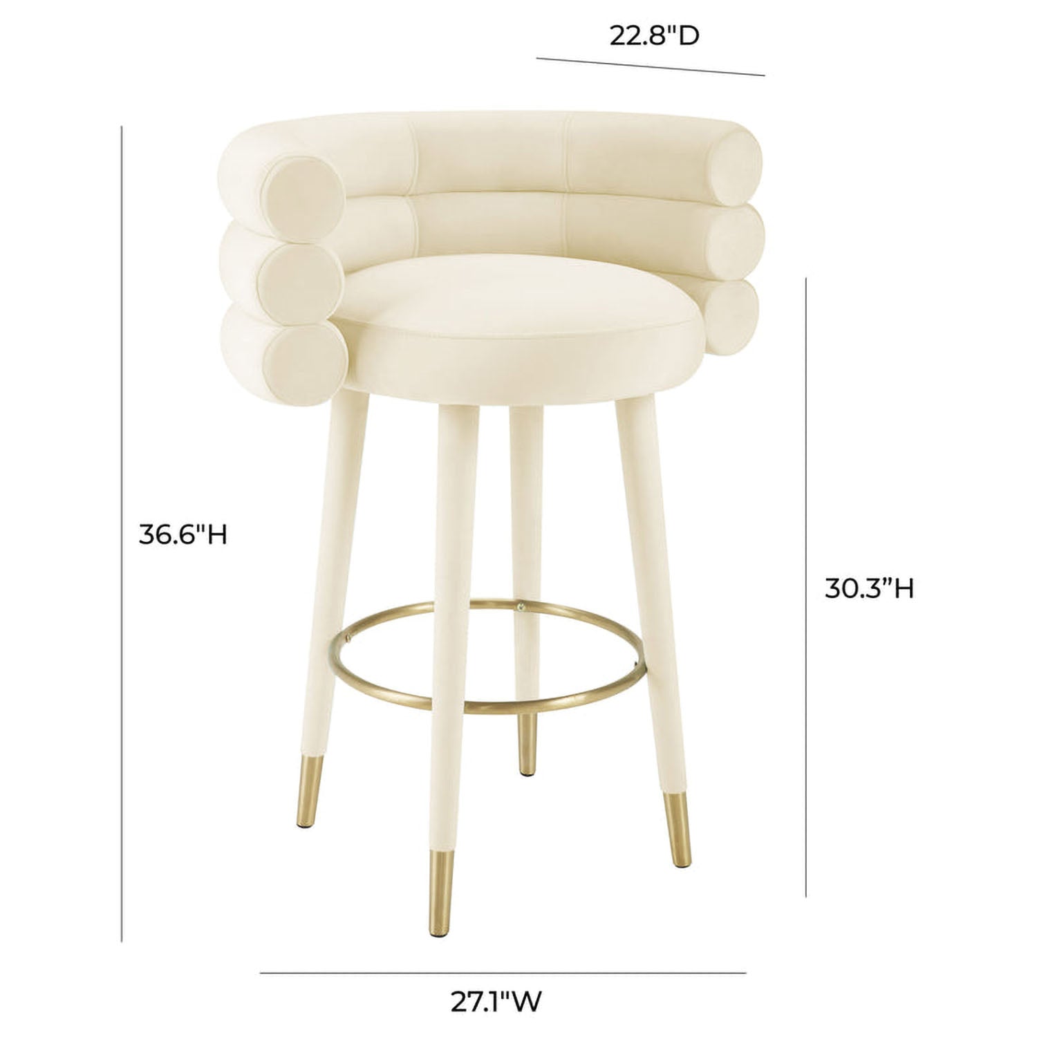 TOV Furniture Betty Cream Velvet Barstool