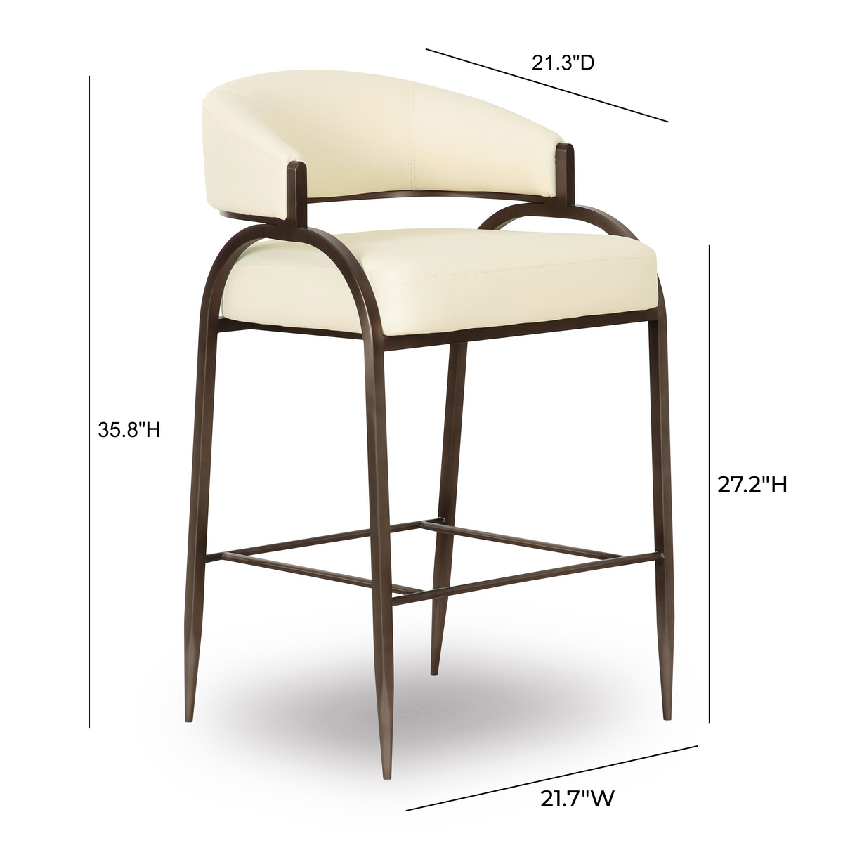 TOV Furniture Tatum Cream Performance Vegan Leather Counter Stool