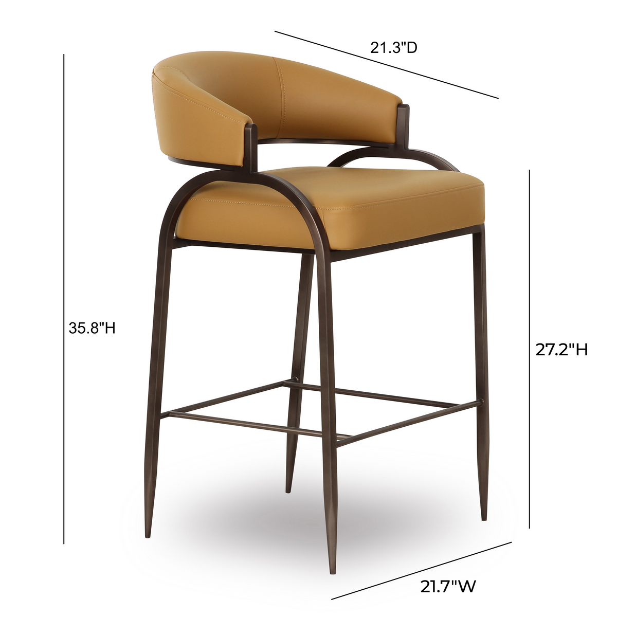 TOV Furniture Tatum Tan Performance Vegan Leather Counter Stool