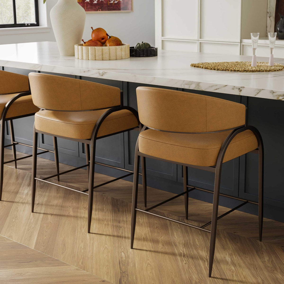 TOV Furniture Tatum Tan Performance Vegan Leather Counter Stool