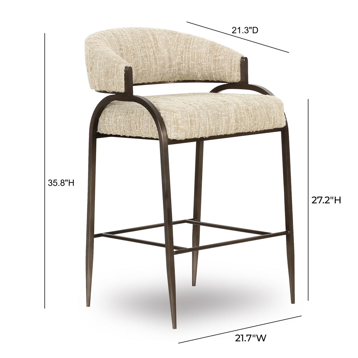 TOV Furniture Tatum Taupe Textured Performance Boucle Counter Stool