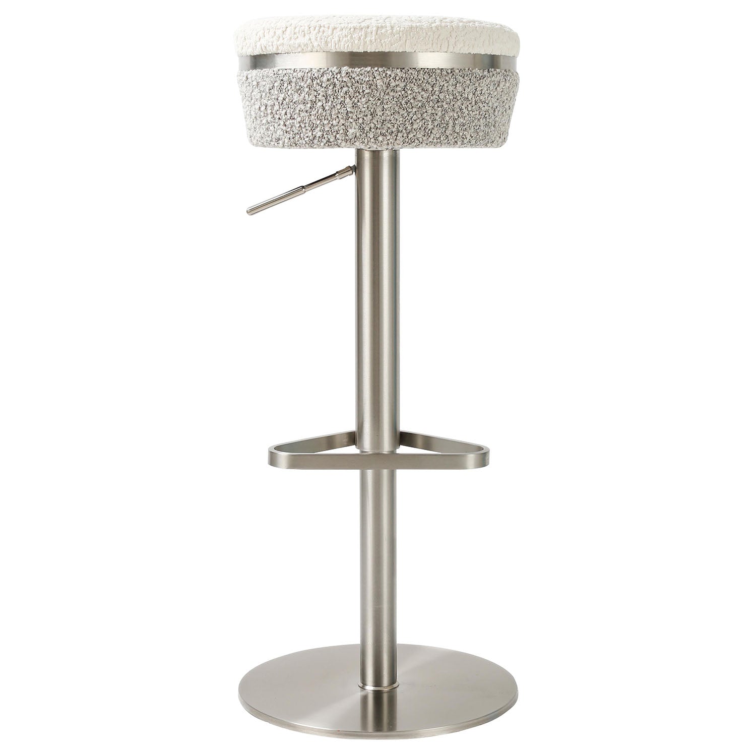 TOV Furniture Astro White and Grey Boucle Adjustable Stool
