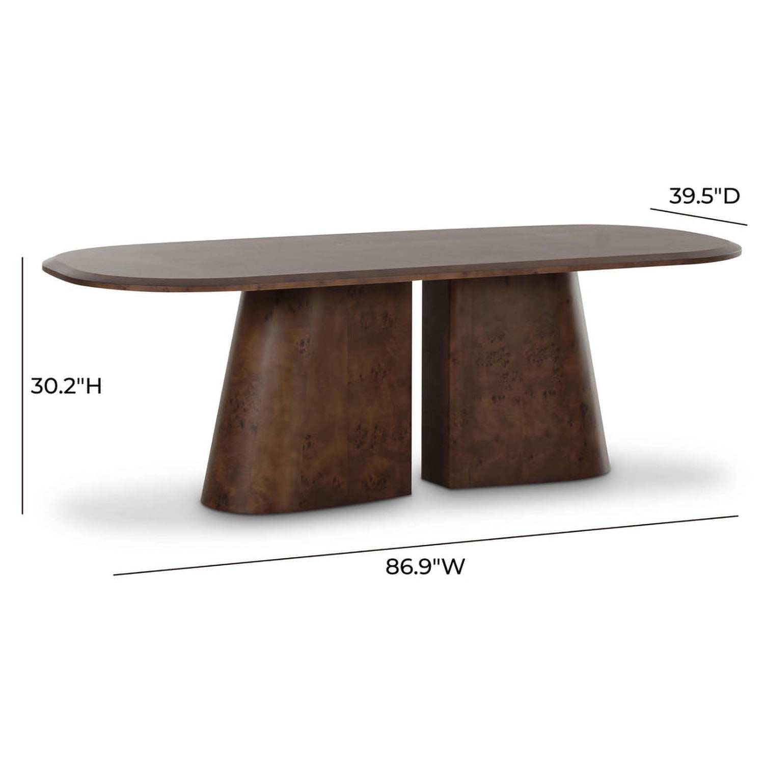 TOV Furniture Gladyss Brown Burl Oval Dining Table