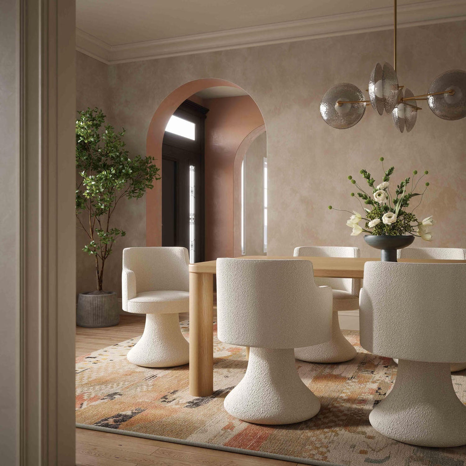 TOV Furniture Jeffree Performance Boucle Swivel Dining Chair