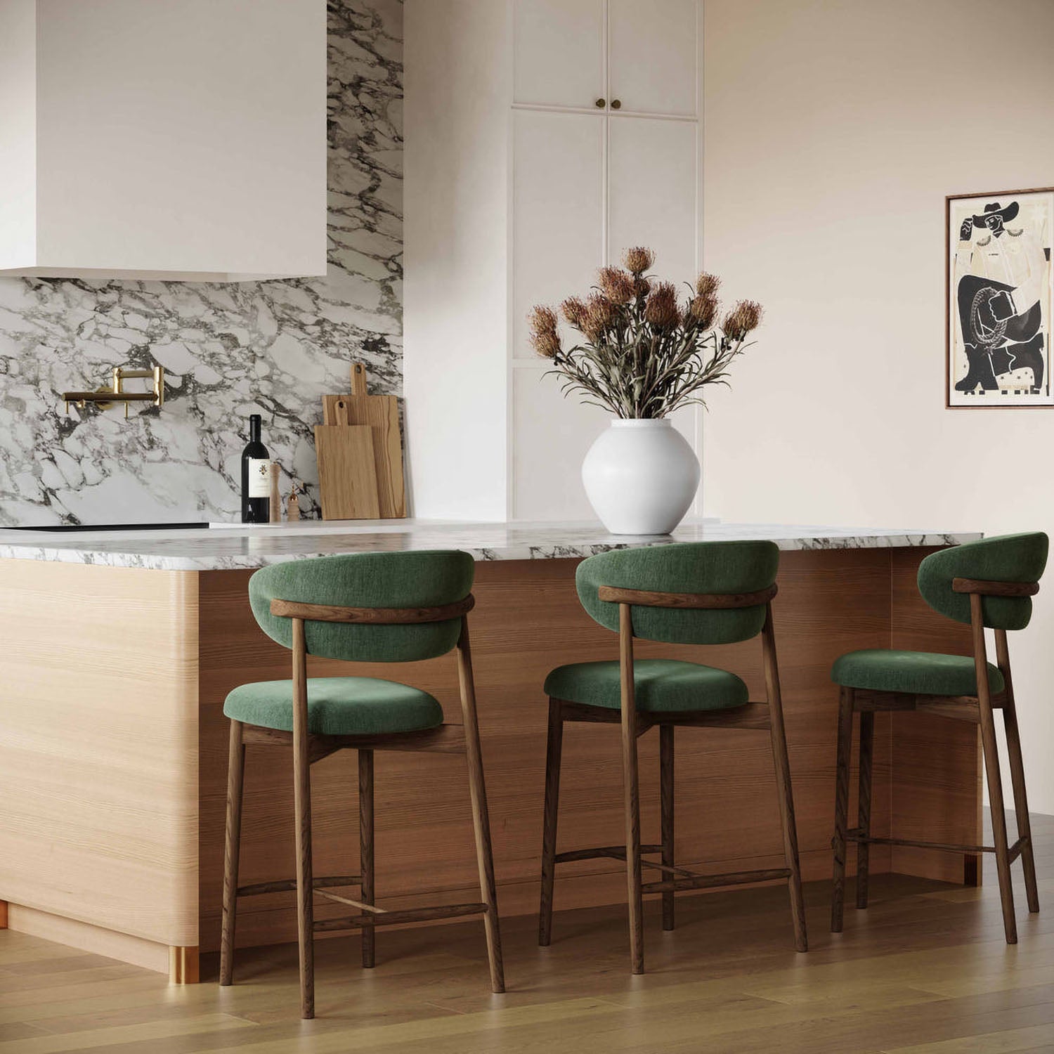 TOV Furniture Zinea Velvet Counter Stool