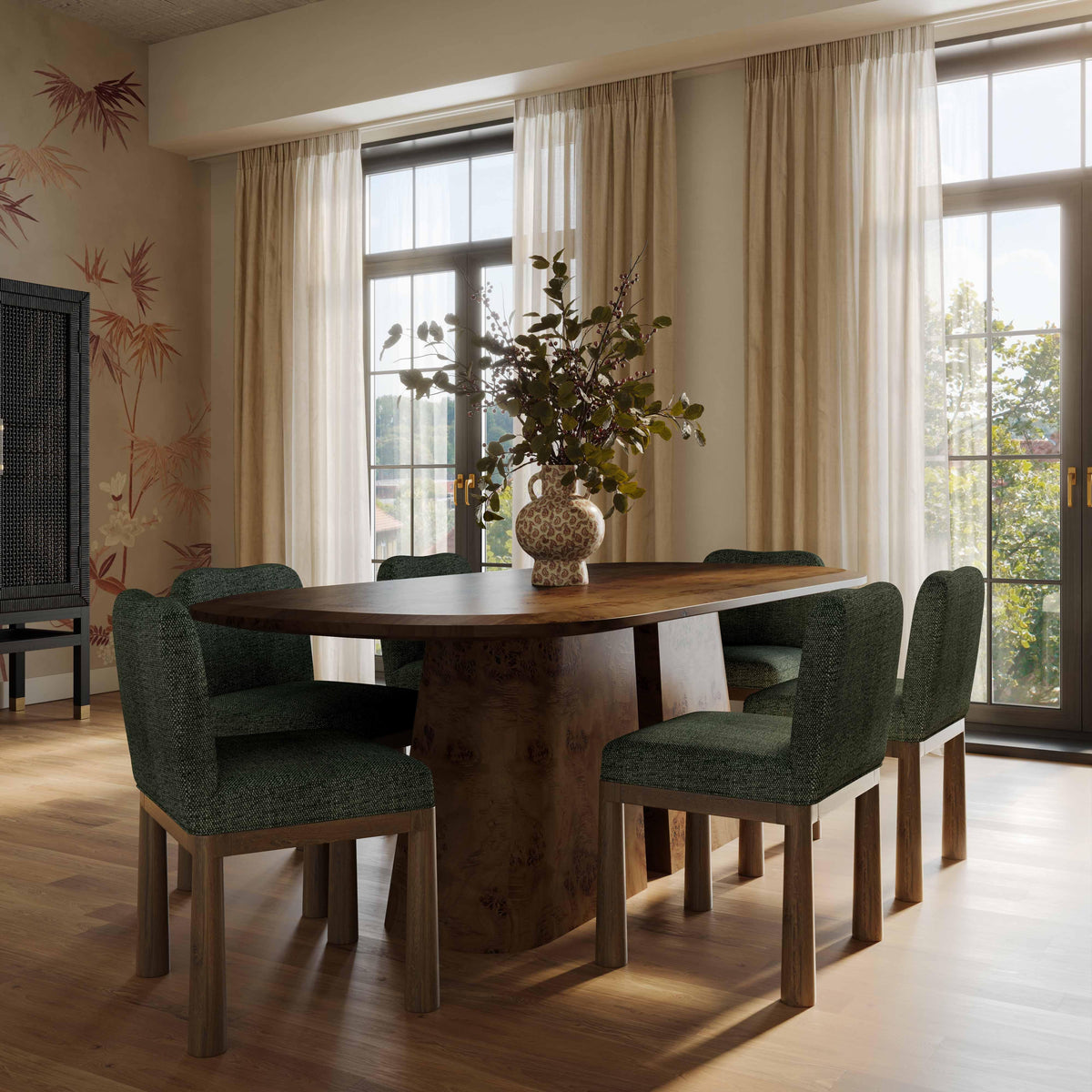 TOV Furniture Tiara Green Performance Basketweave Dining Chair
