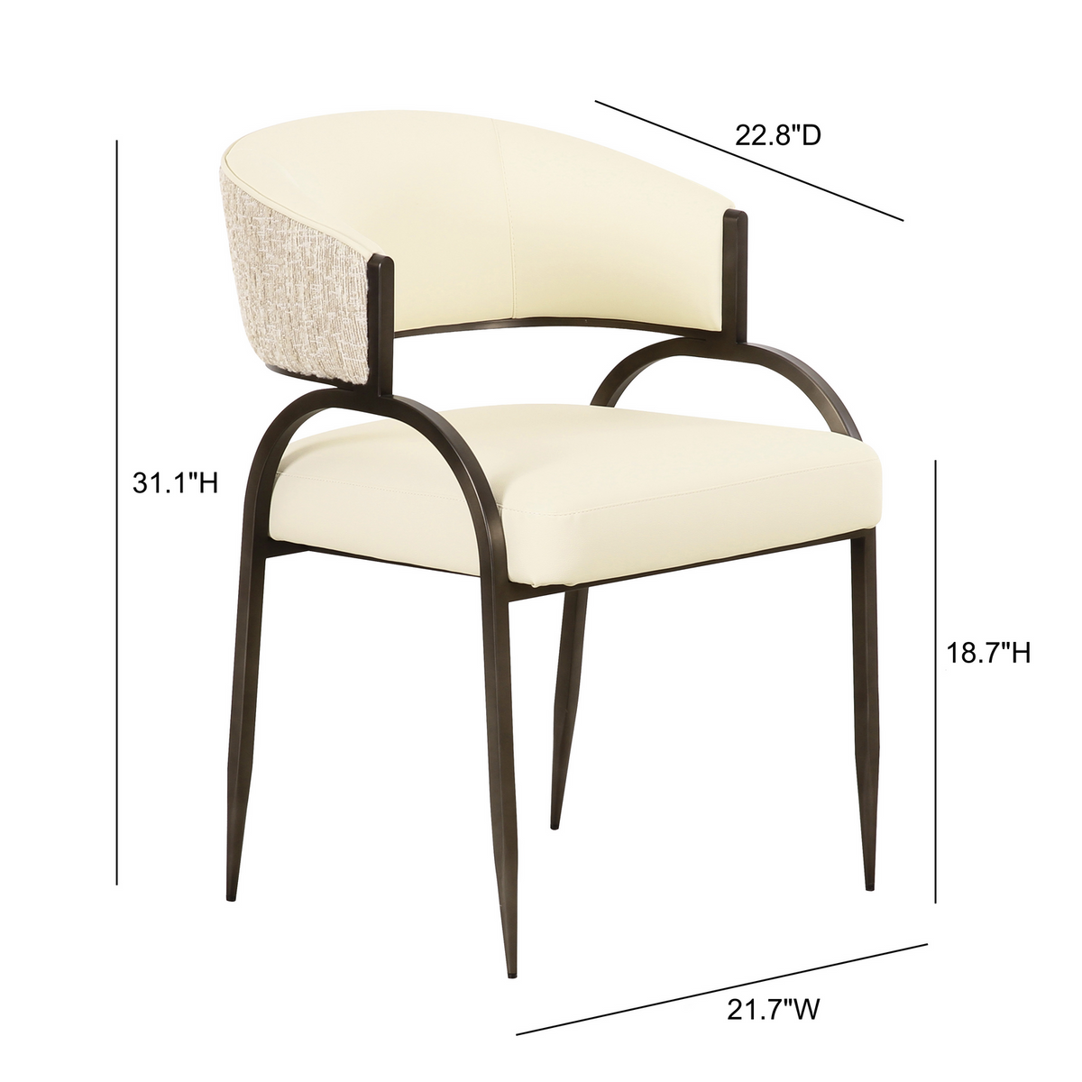 TOV Furniture Tatum Cream 2-Tone Performance Vegan Leather Dining Chair